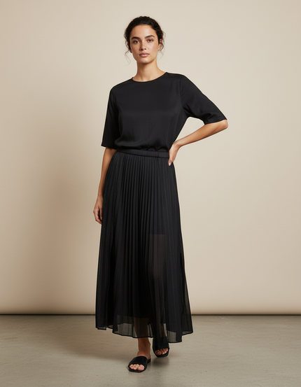 Jupe Midi Noire Plissée Élégante moderne