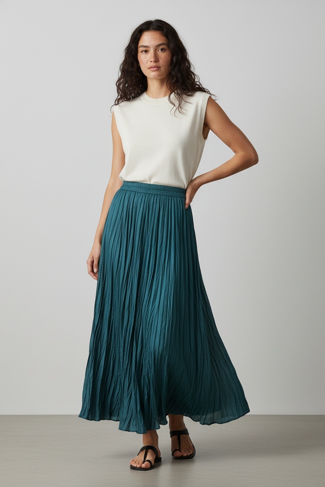 Jupe Plissée Midi Femme