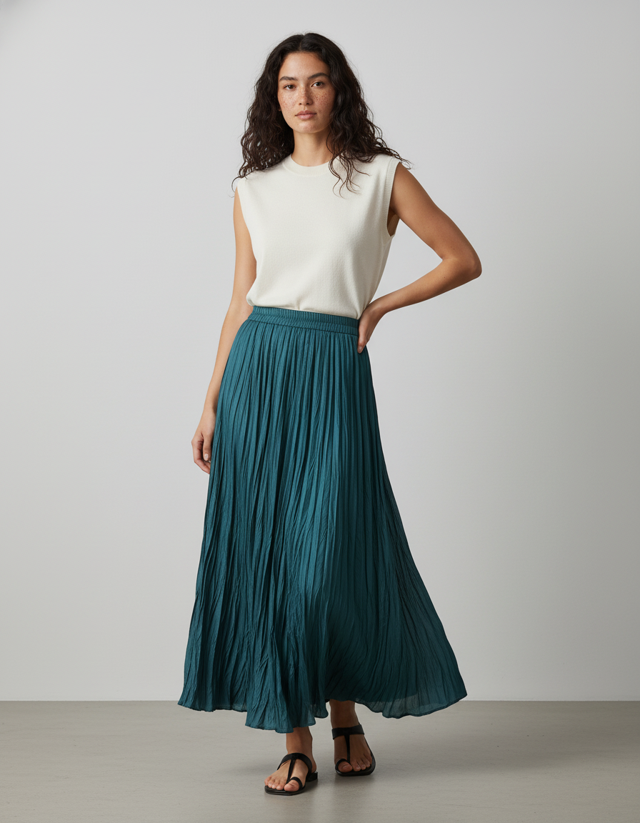 Jupe Plissée Midi Femme