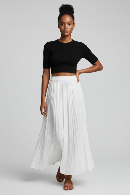 Jupe Plissée Midi Blanche