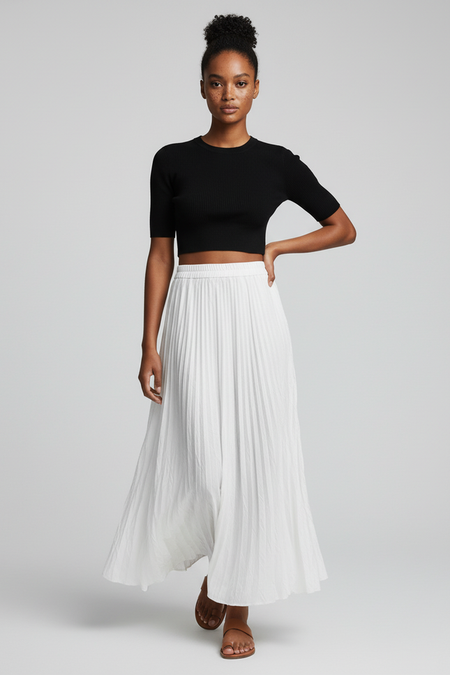 Jupe Plissée Midi Blanche