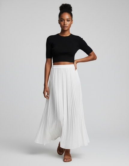 Jupe Plissée Midi Blanche