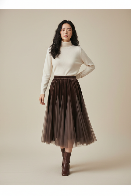 Jupe Midi Velours Femme