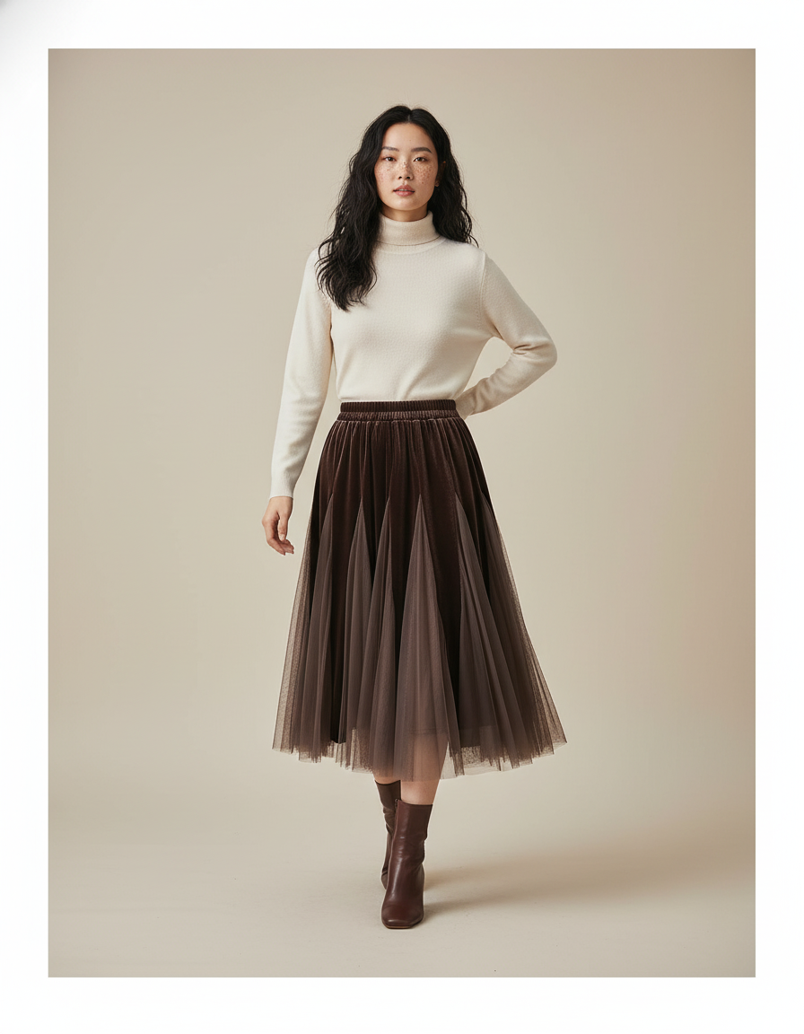 Jupe Midi Velours Femme