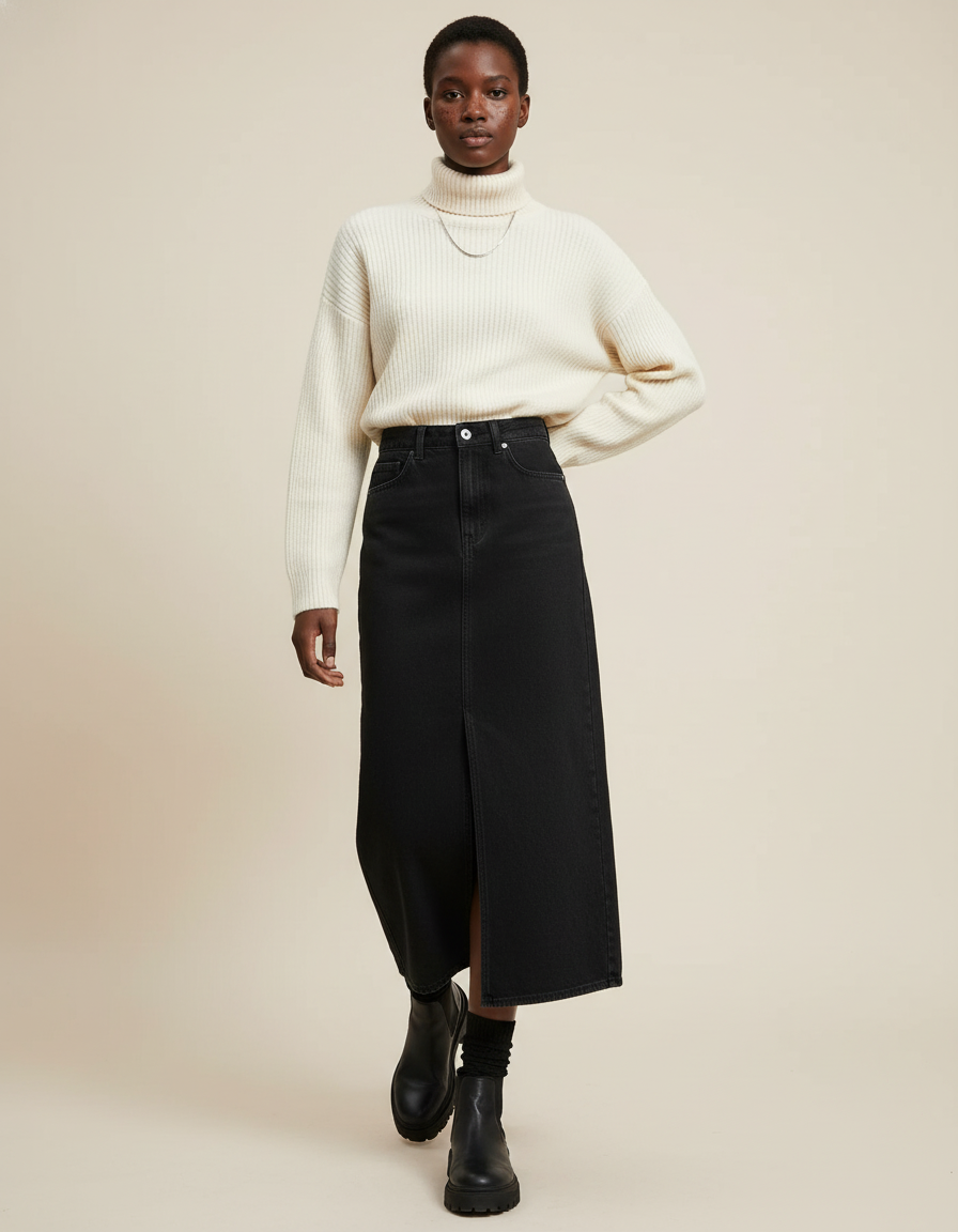 Jupe En Jean Midi Fendue