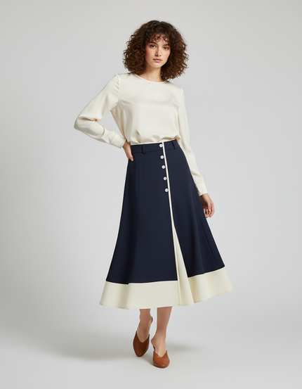 Jupe Bleu Marine Midi