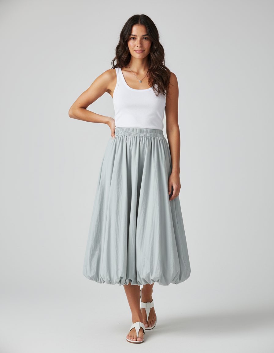 Jupe Midi Vert D'Eau