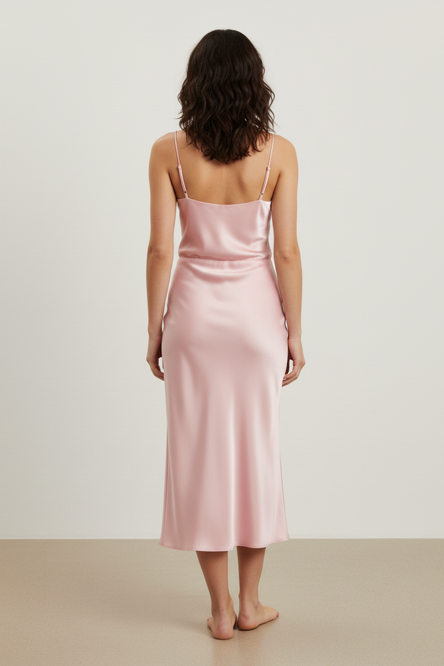 Jupe Midi Rose Satinée Élégante