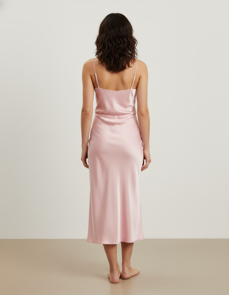 Jupe Midi Rose Satinée Élégante