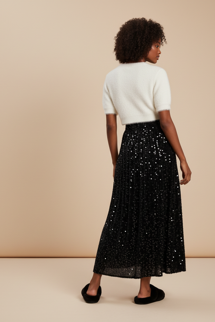 Jupe Midi Noire Paillettes Chic