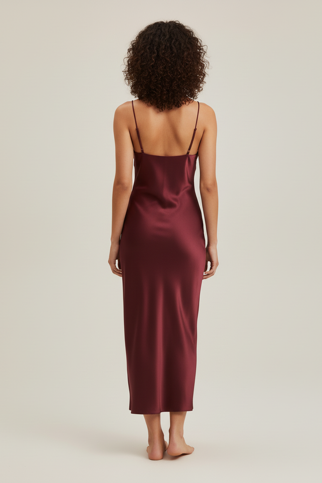 Jupe Midi Satinée Bordeaux Élégante