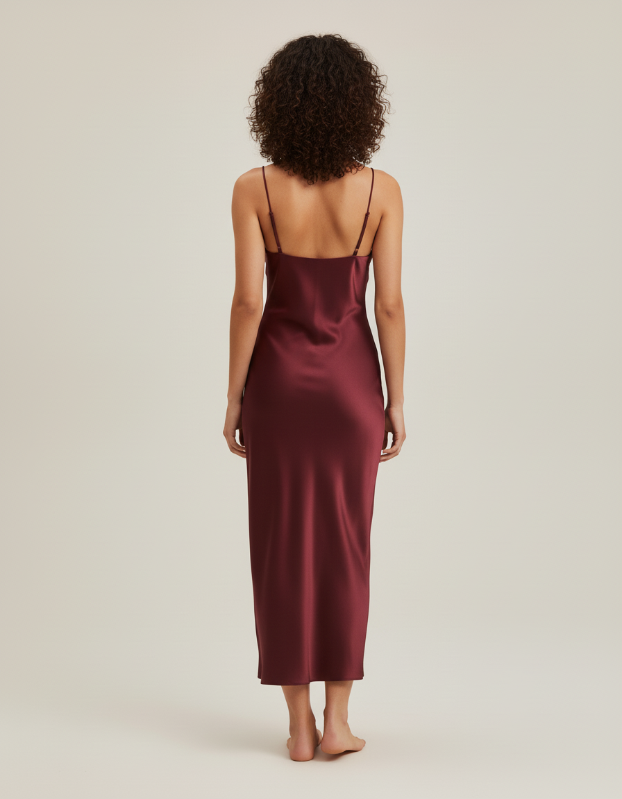 Jupe Midi Satinée Bordeaux Élégante