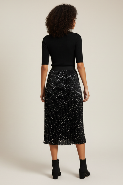 Jupe Midi Plissée À Pois Élégante