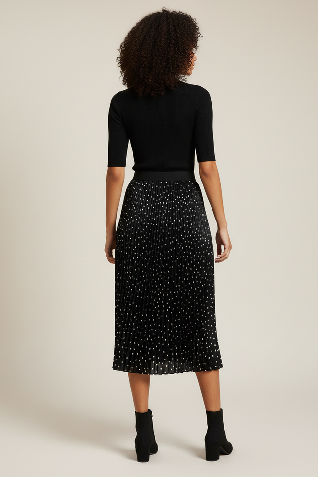 Jupe Midi Plissée À Pois Élégante
