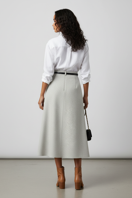 Jupe Midi Laine Évasée Chic