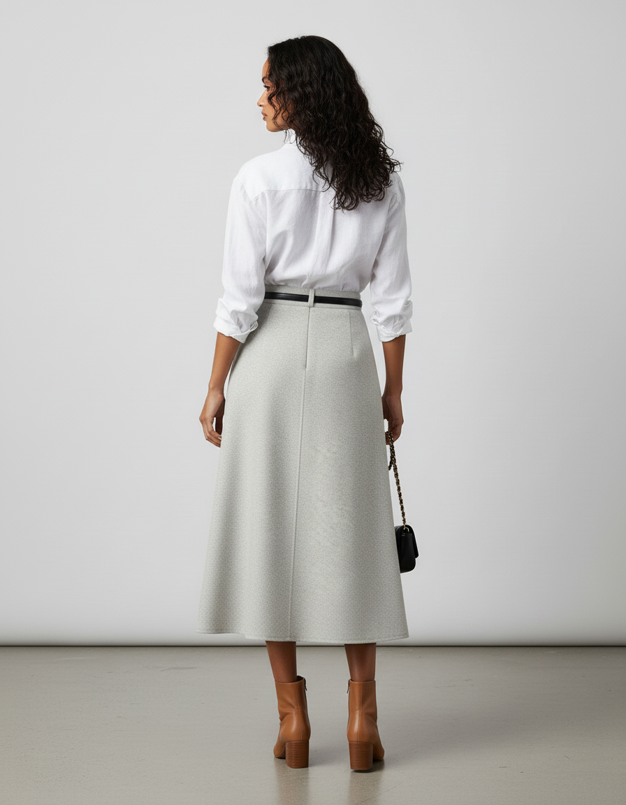 Jupe Midi Laine Évasée Chic