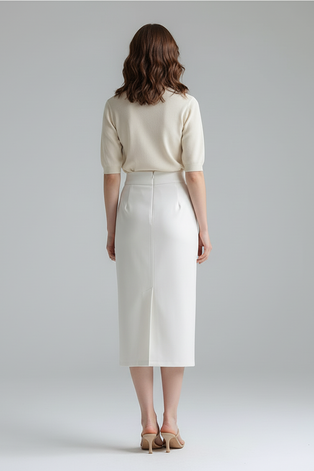 Jupe Midi Blanche Similicuir Chic
