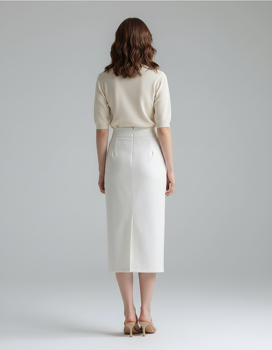 Jupe Midi Blanche Similicuir Chic