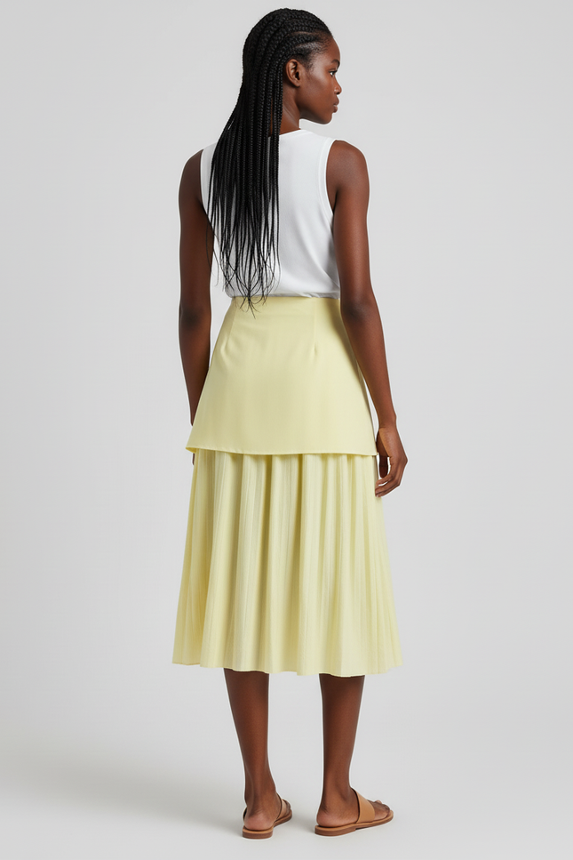 Jupe Midi Plissée Superposée Chic