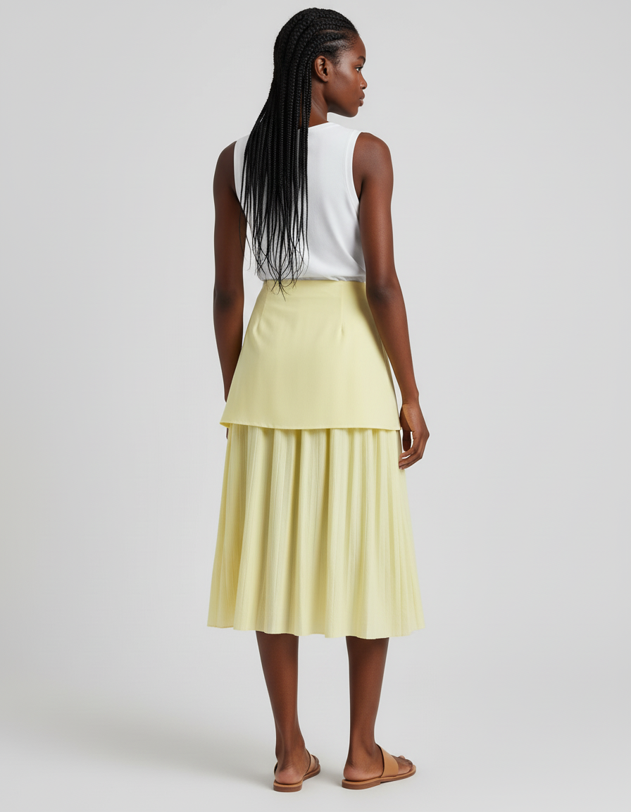 Jupe Midi Plissée Superposée Chic