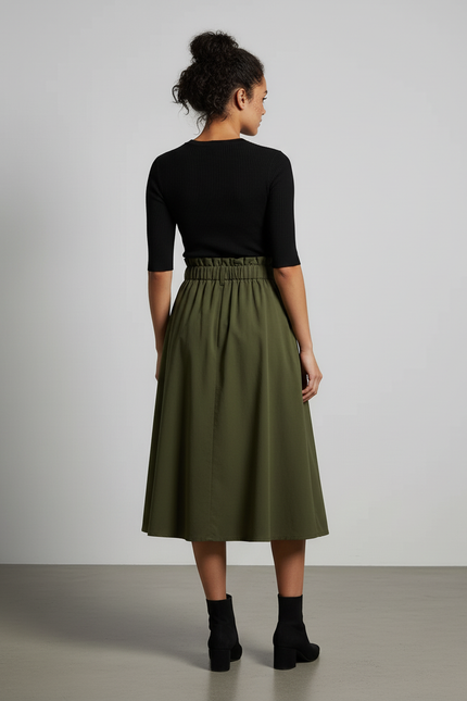 Jupe Midi Taille Haute Ceinturée