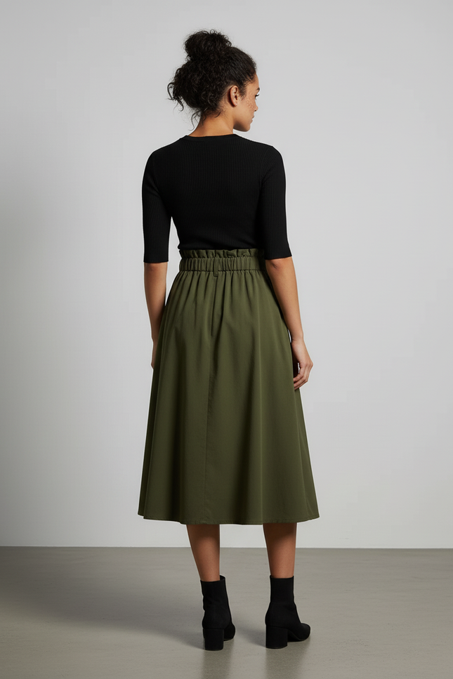 Jupe Midi Taille Haute Ceinturée