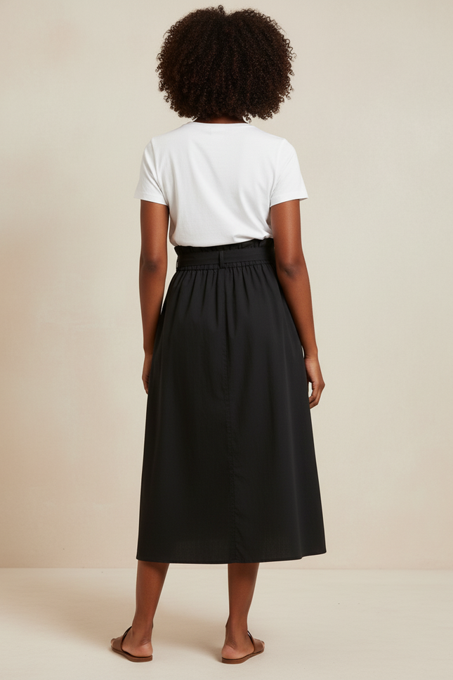 Jupe Midi Noire Boutonnée