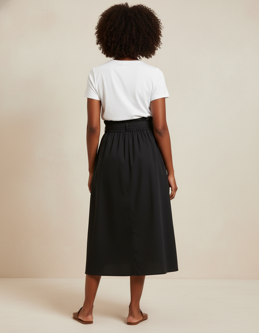 Jupe Midi Noire Boutonnée