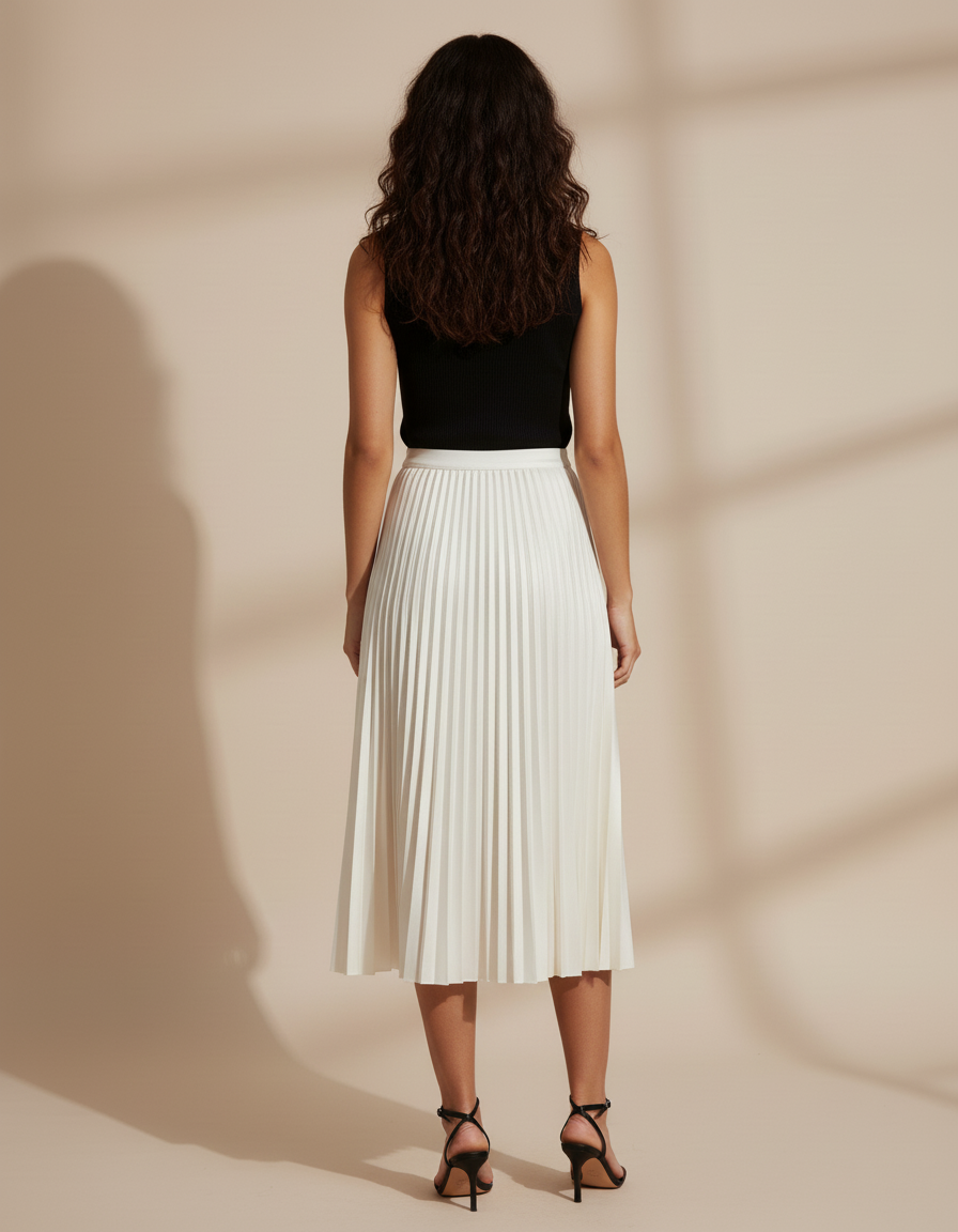 Jupe Plissée Blanche Midi