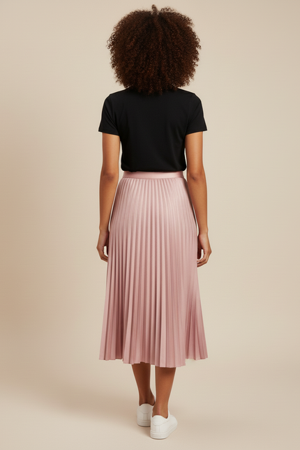 Jupe Midi Plissée Rose