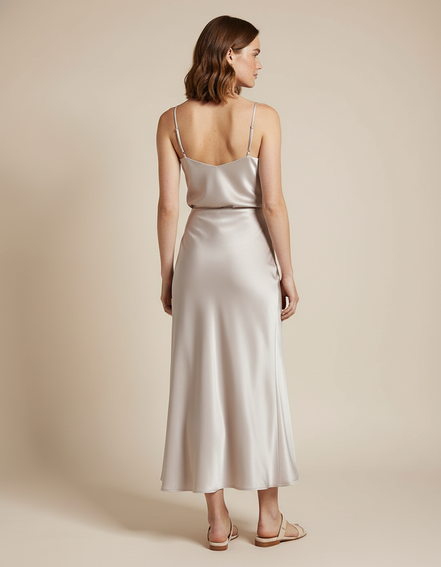 Jupe Midi Satin Fluide Élégante