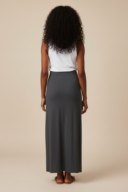 Jupe Midi Gris Anthracite Maille Élégante