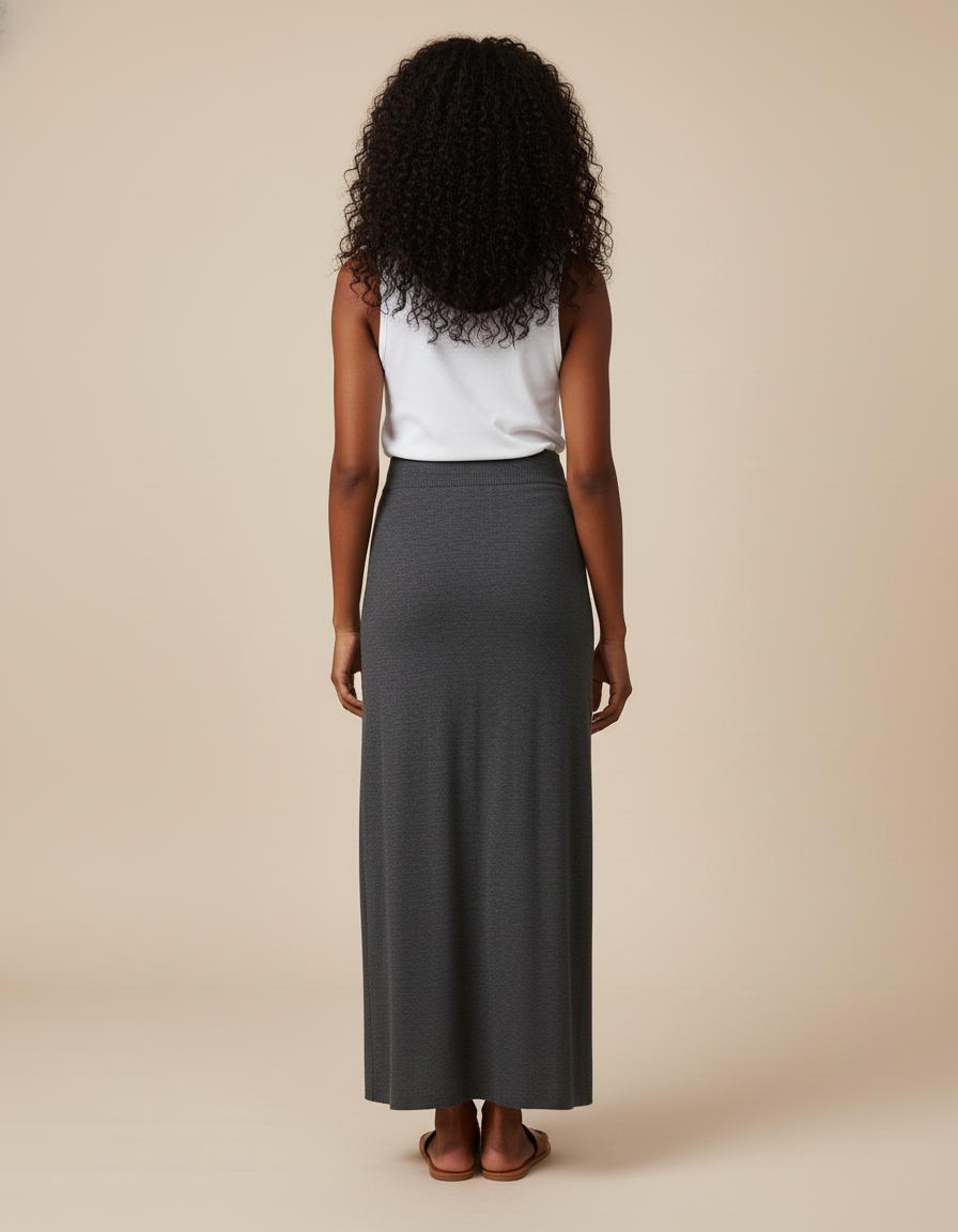 Jupe Midi Gris Anthracite Maille Élégante