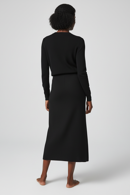 Jupe Midi Noire Maille Chic