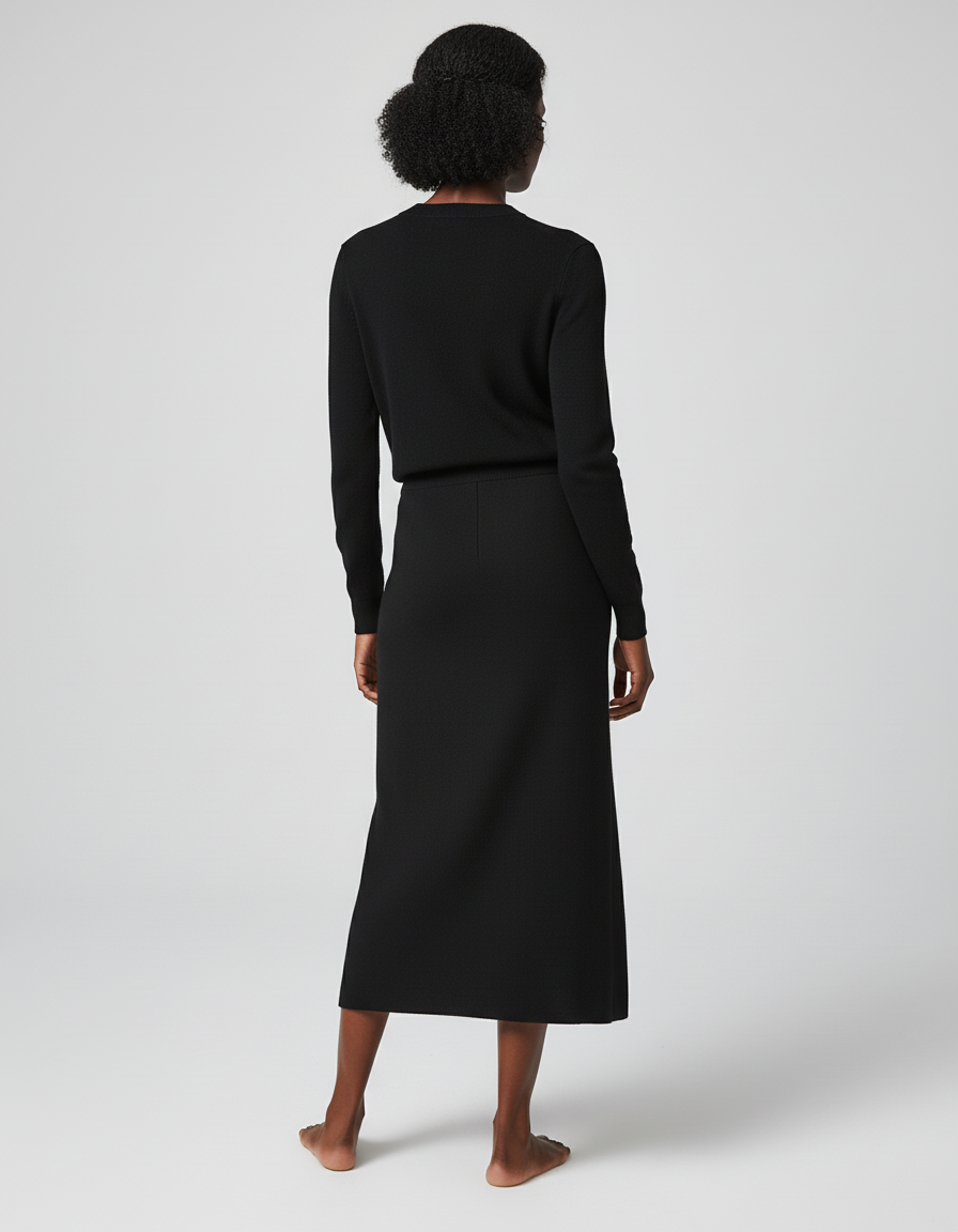 Jupe Midi Noire Maille Chic