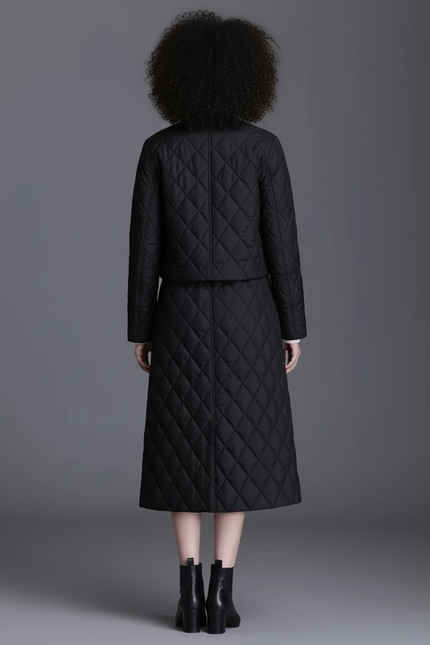 Jupe Midi Noire Matelassée Chic cosy