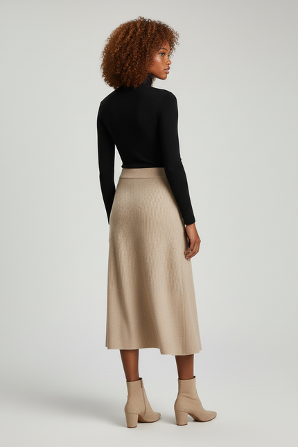 Jupe Midi Côtelée