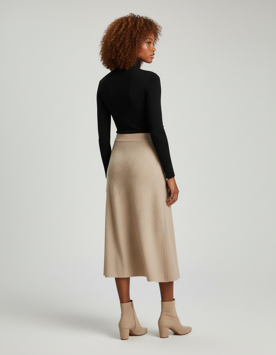Jupe Midi Côtelée