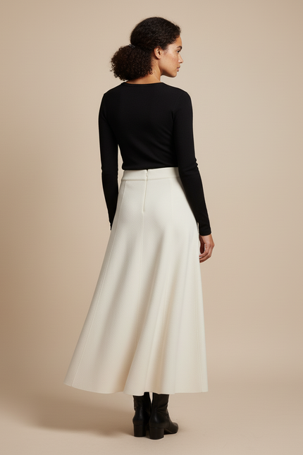 Jupe Midi Beige Femme