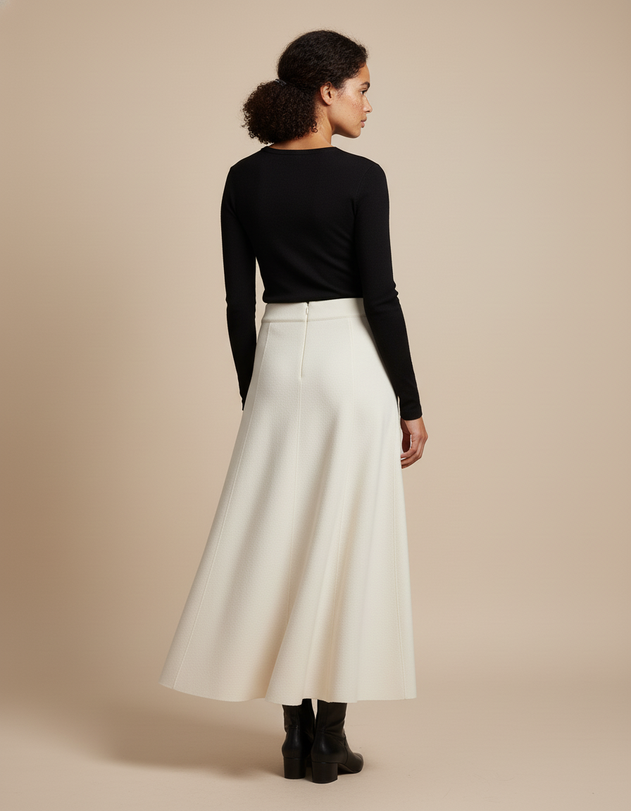 Jupe Midi Beige Femme