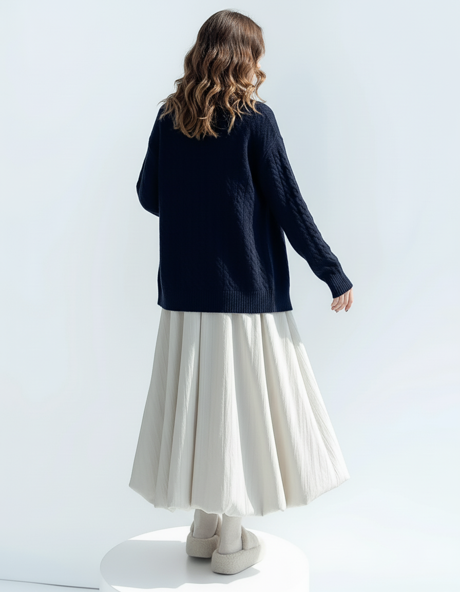 Jupe Midi Abricot Ample Chic