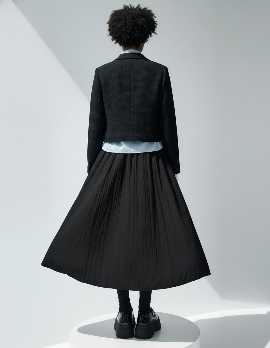 Jupe Midi Noire Volumineuse Chic