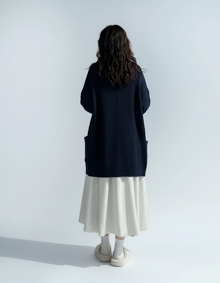 Jupe Midi Écru A-Line Fluide