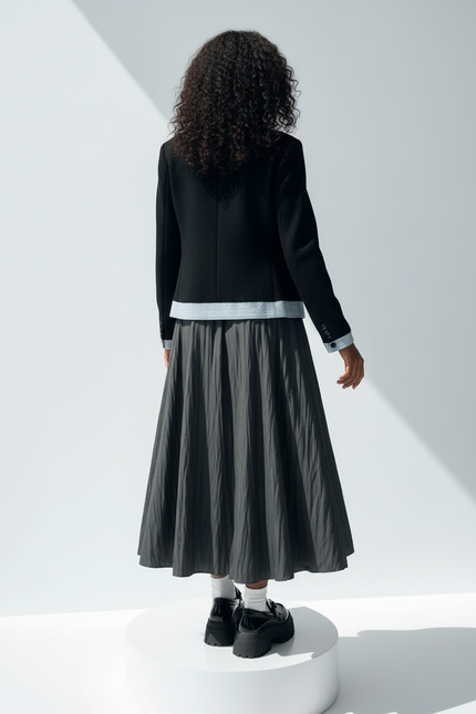 Jupe Midi Anthracite Froissée Chic