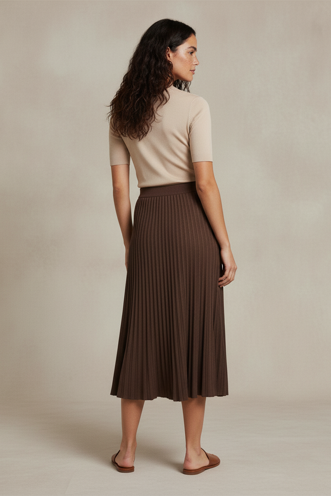 Jupe Midi Plissée Maille Élégante douce