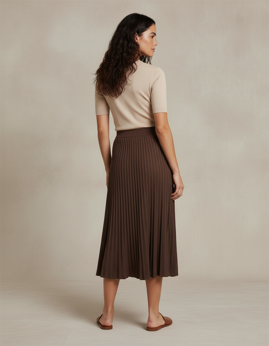 Jupe Midi Plissée Maille Élégante douce
