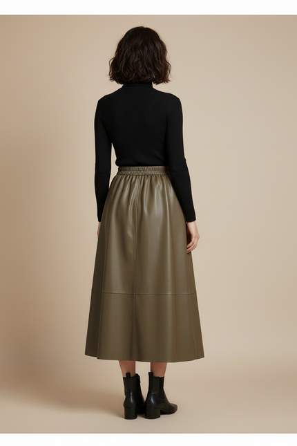 Jupe Simili Cuir Midi