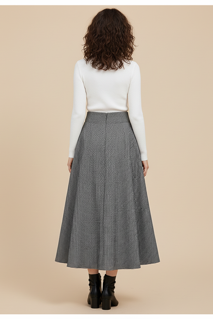 Jupe Midi Pied De Poule