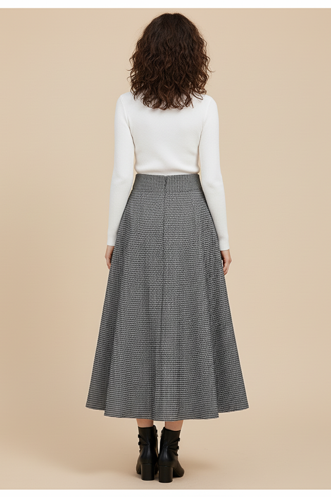 Jupe Midi Pied De Poule