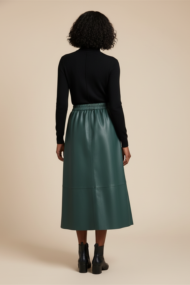 Jupe Midi Effet Cuir